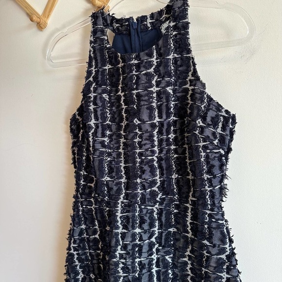 Banana Republic Heritage Collection Dress Blue White Fringe Cotton Size 0 - Picture 4 of 11